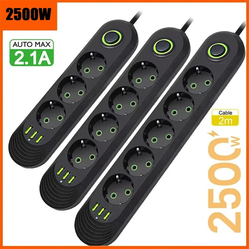 Power Tools Extension - EU Plug AC Outlet 2500W Multiports