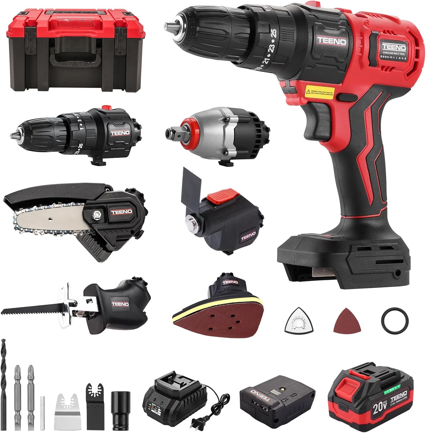 Power Tools Combo Kits - 20V Brushless 6-in-1 Cordless Power Tool