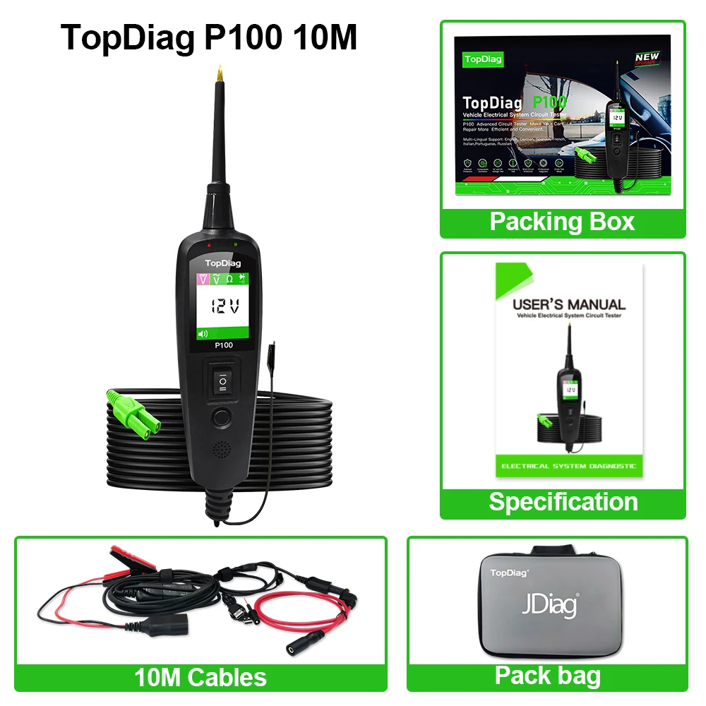 Power Tools In Automotive - JDiag TopDiag P100 2m/10m Car Electrical