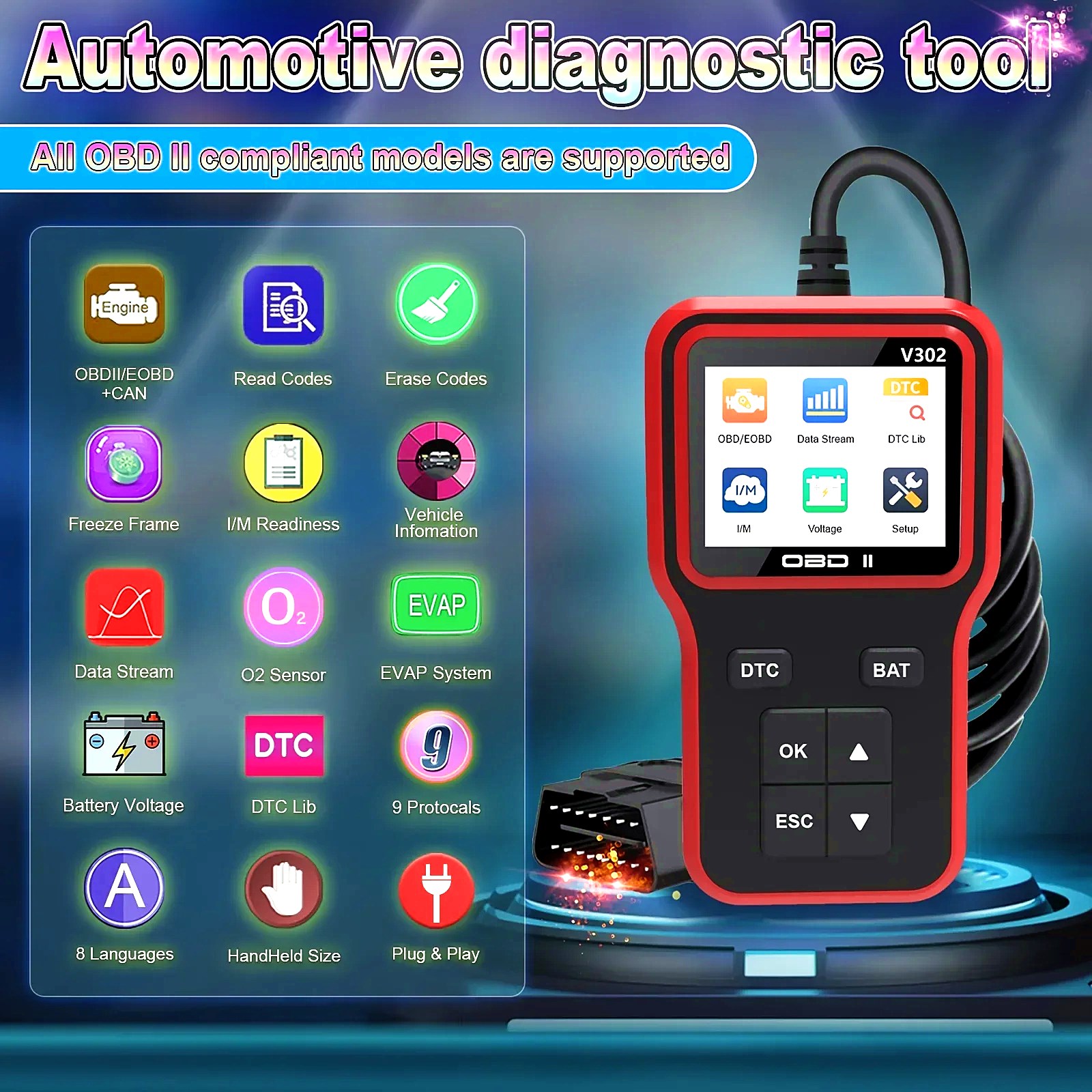 Power Tools English - Professional Car Code Reader Diagnostic Tool