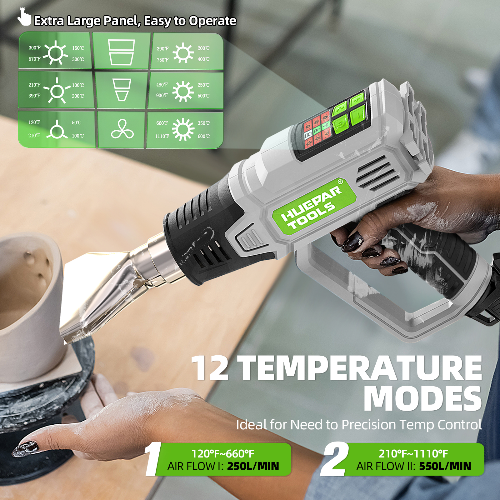 Hot Air Gun with LCD 12 Variab - Power Tools Manufacturers ulasan dan harga