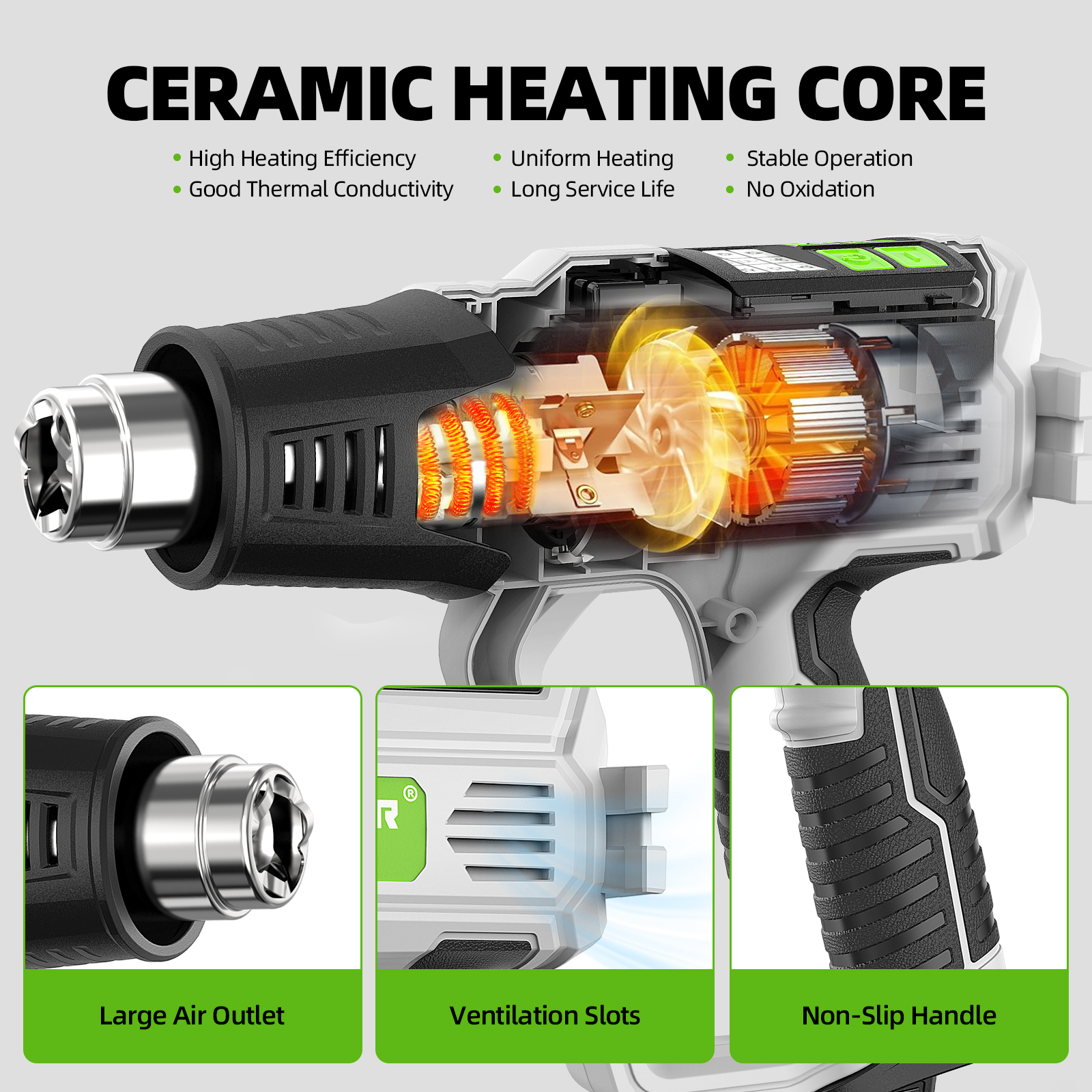Hot Air Gun with LCD 12 Variab - Power Tools Manufacturers ulasan dan harga
