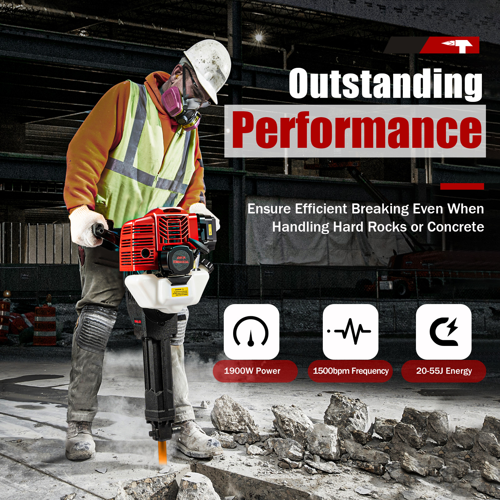 1900w Jack Hammer 52cc 2 Stro - Power Tools For Construction Work ulasan dan harga