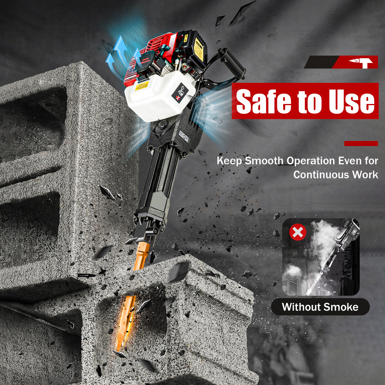 1900w Jack Hammer 52cc 2 Stro - Power Tools For Construction Work ulasan dan harga