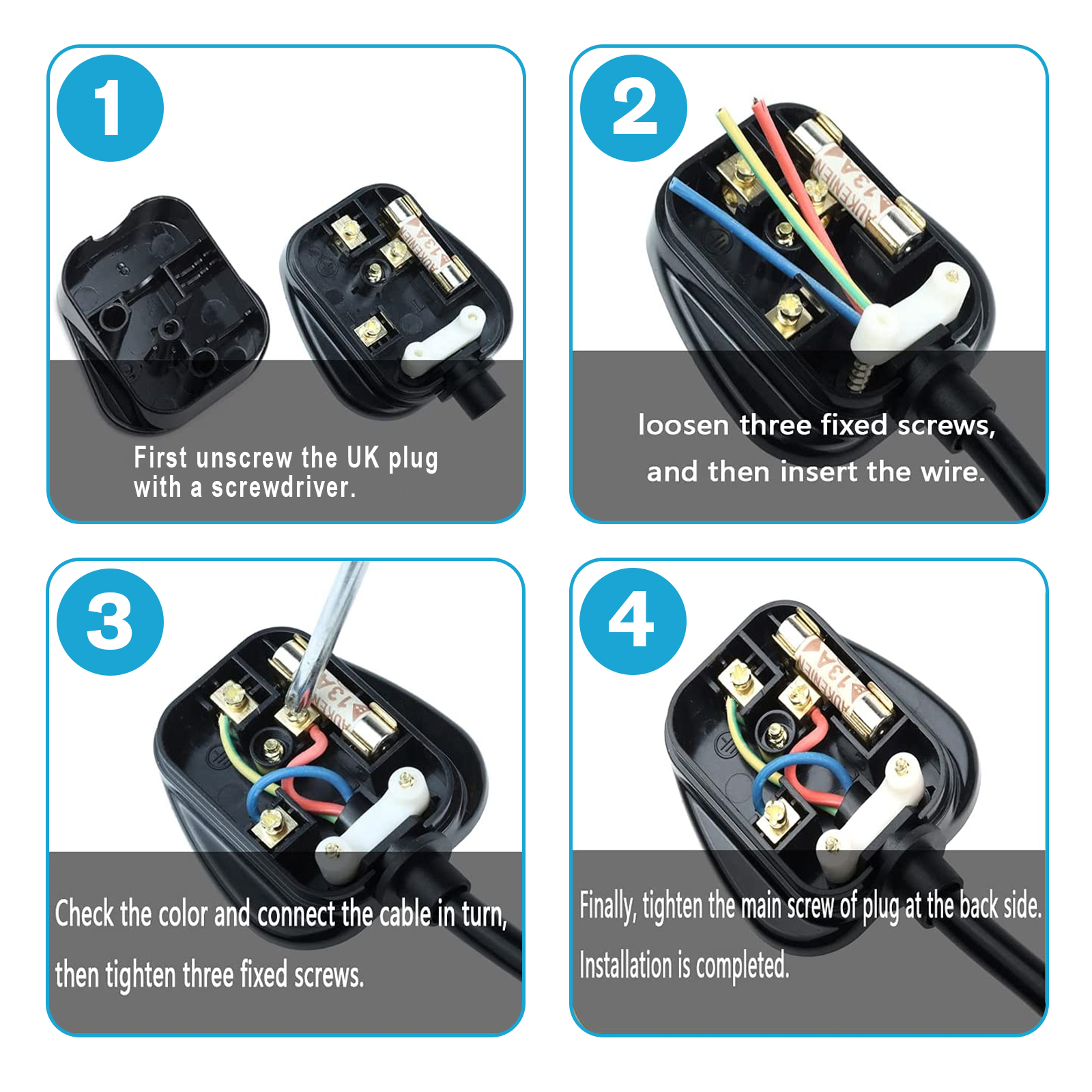 4/8pcs 3 Pin UK Male Replaceme - Power Tools Extension ulasan dan harga