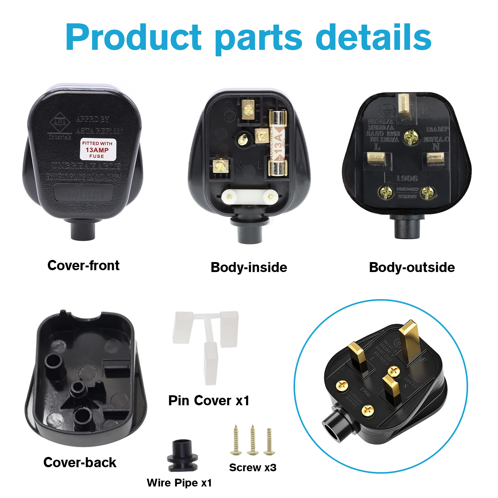 4/8pcs 3 Pin UK Male Replaceme - Power Tools Extension ulasan dan harga
