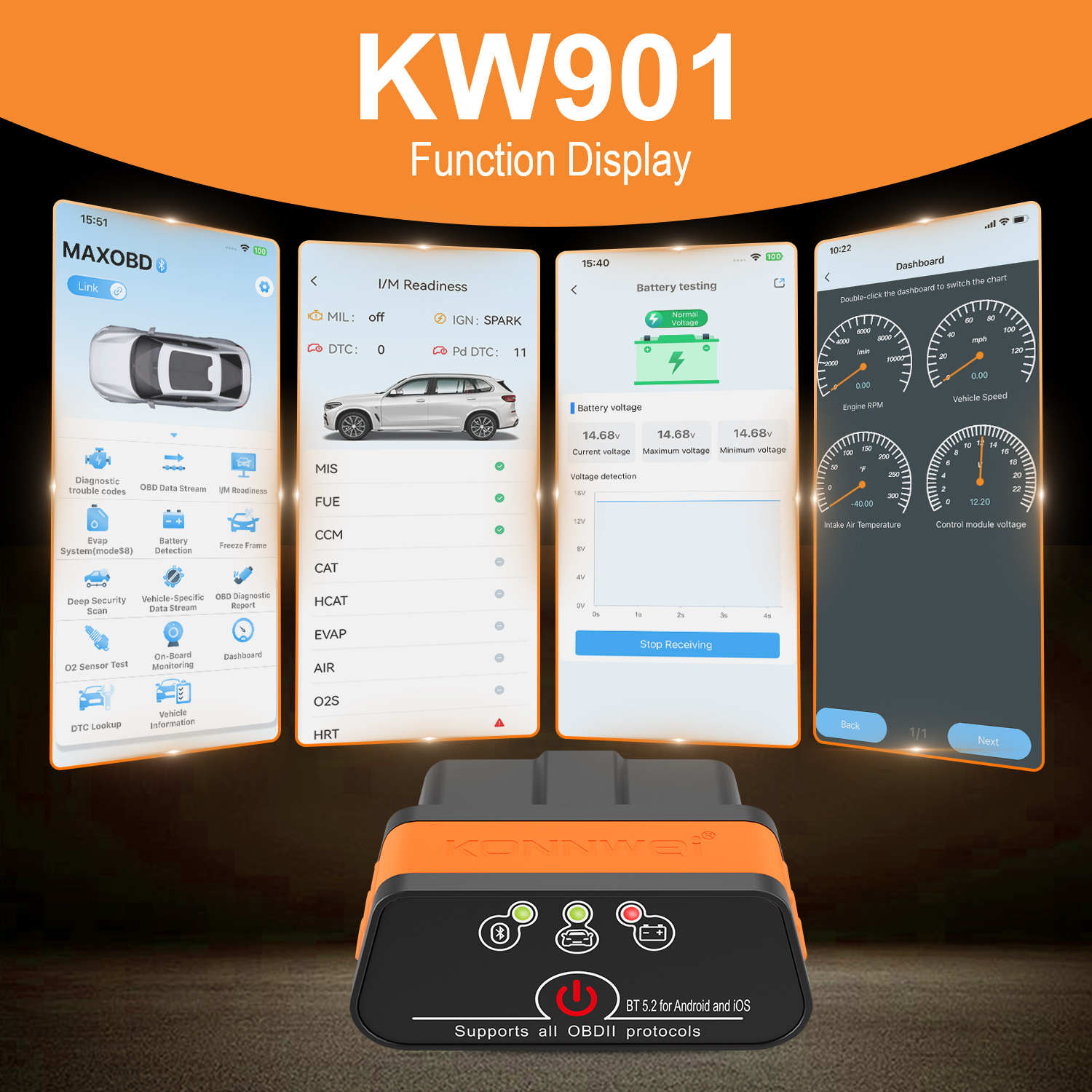 MINI OBD2 KW901 Bluetooth 4.0  - Power Tools English ulasan dan harga