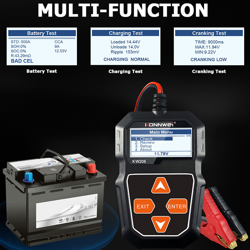KONNWEI KW208 Car Battery Test - Power Tools English ulasan dan harga