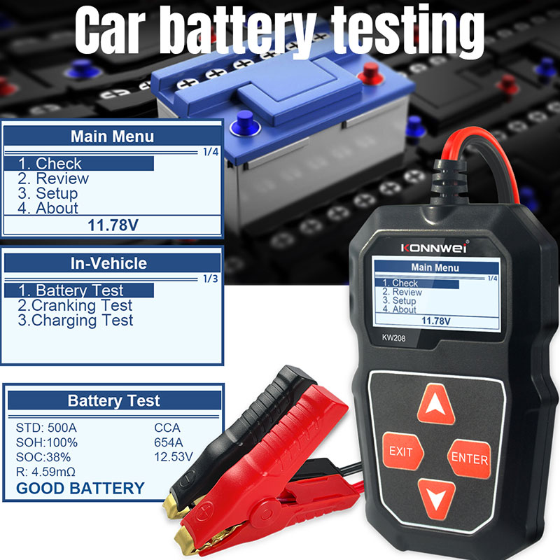 KONNWEI KW208 Car Battery Test - Power Tools English ulasan dan harga