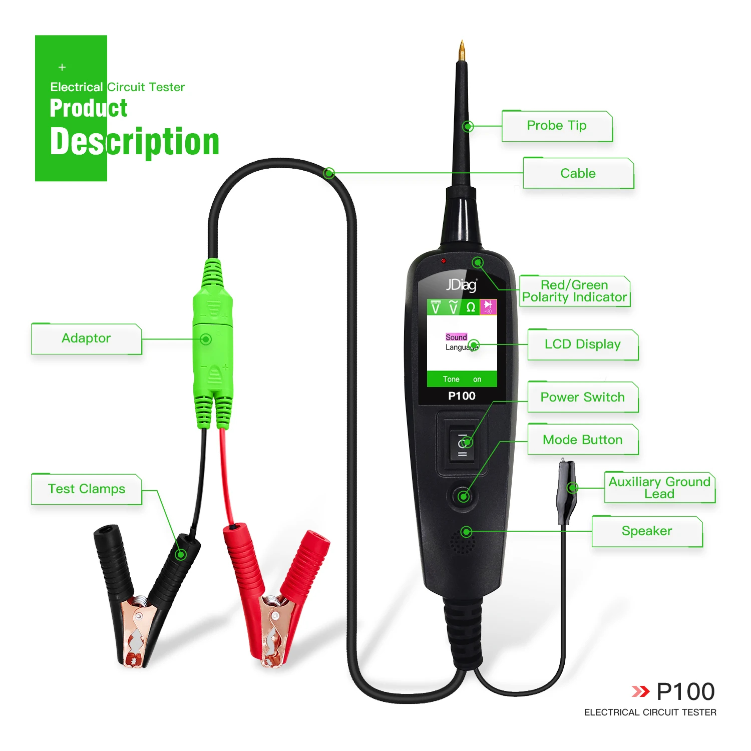 JDiag TopDiag P100 2m/10m Car  - Power Tools In Automotive ulasan dan harga