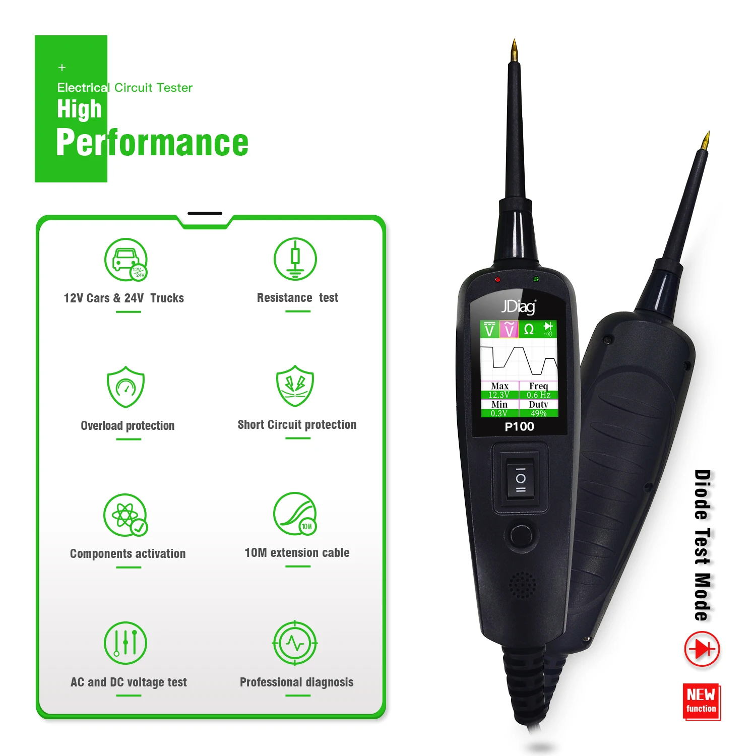JDiag TopDiag P100 2m/10m Car  - Power Tools In Automotive ulasan dan harga