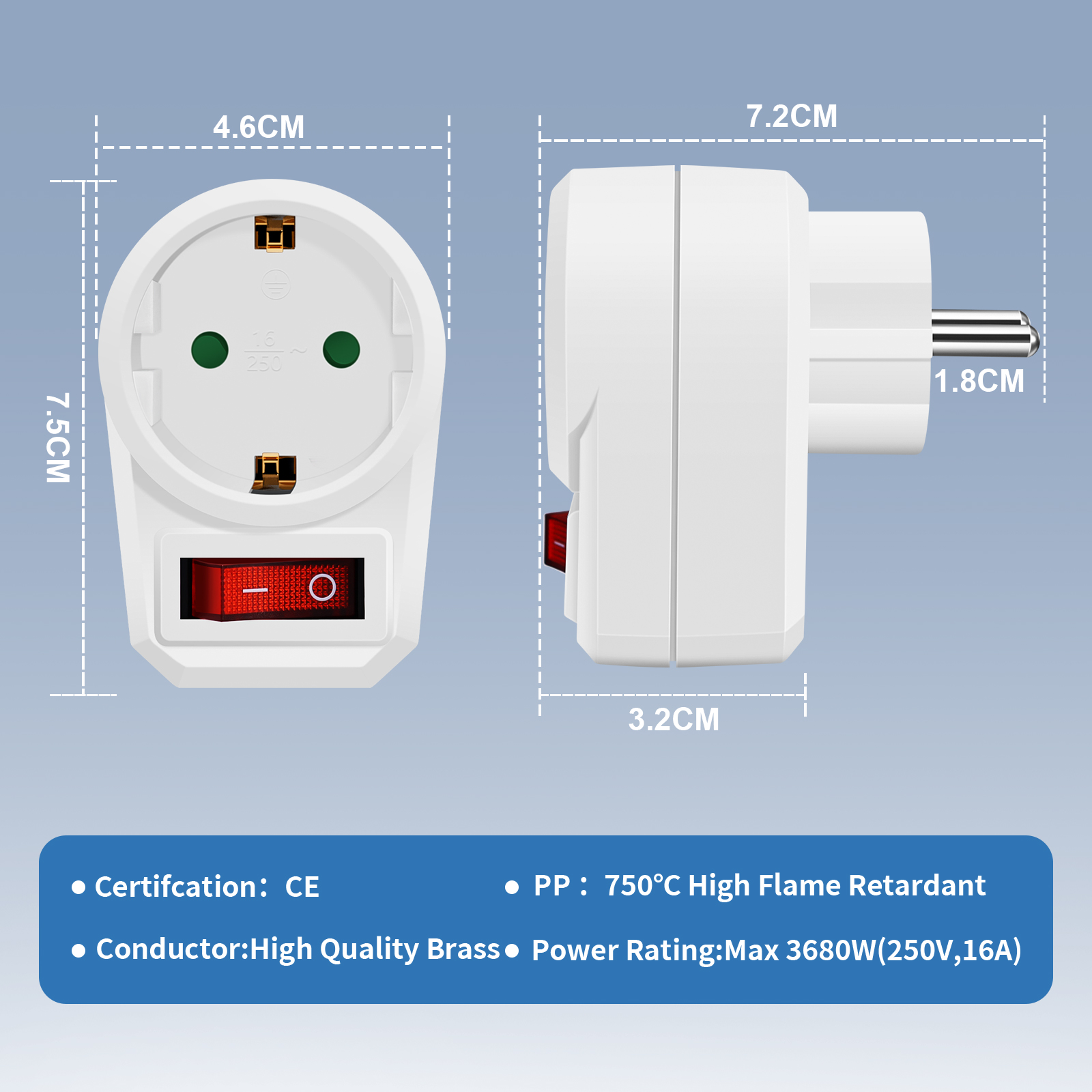 3PCS EU Socket Adapter With Sw - Power Tools Extension ulasan dan harga
