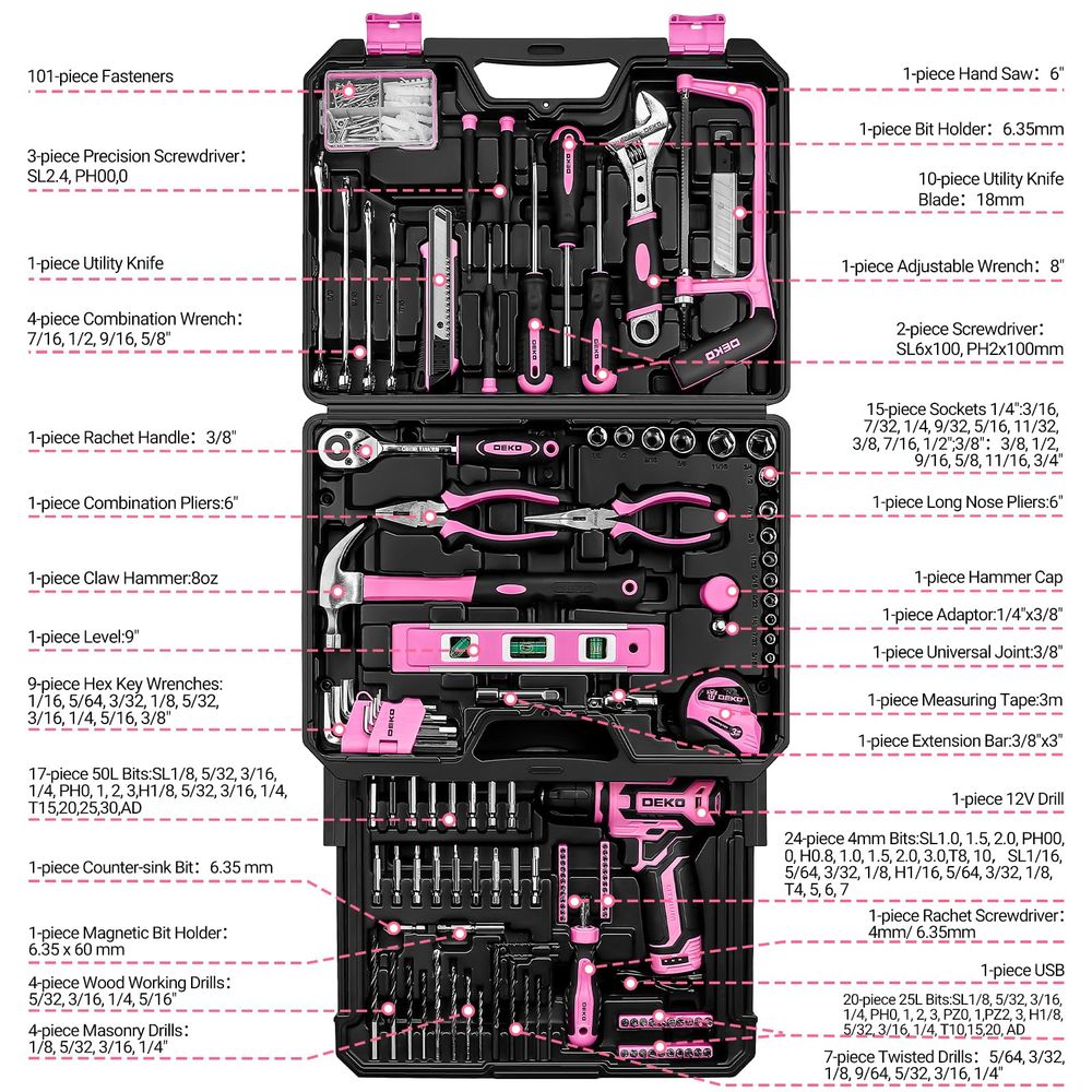 Tool Kit Box Drill Set Home Me - Power Tools Combo Kits ulasan dan harga